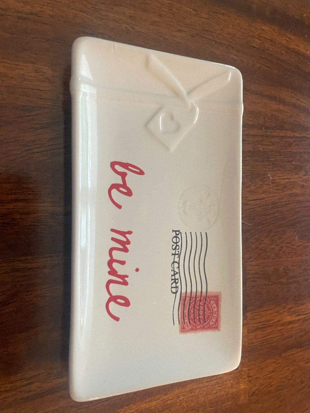 Pottery Barn Ceramic Be Mine Pottery Postcard Trinket Dish Rare 6" x 3.5"! - Picture 1 of 5